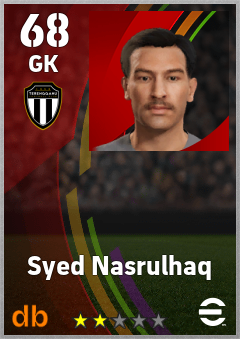 Syed Nasrulhaq — GK, OVR 68, MAX 68