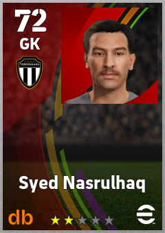 Syed Nasrulhaq — GK, OVR 72, MAX 72