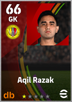 Aqil Razak — GK, OVR 66, MAX 66