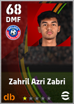 Zahril Azri Zabri — DMF, OVR 68, MAX 68