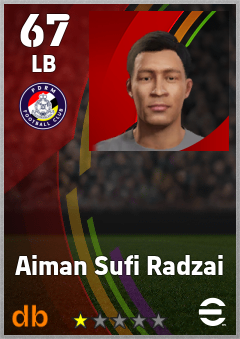 Aiman Sufi Radzai — LB, OVR 67, MAX 67