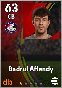 Badrul Affendy — CB, OVR 63, MAX 63