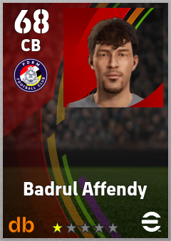 Badrul Affendy — CB, OVR 68, MAX 68