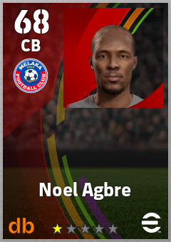 Noel Agbre — CB, OVR 68, MAX 68