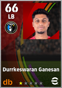 Durrkeswaran Ganesan — LB, OVR 66, MAX 66