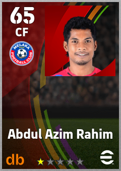 Abdul Azim Rahim — CF, OVR 65, MAX 65