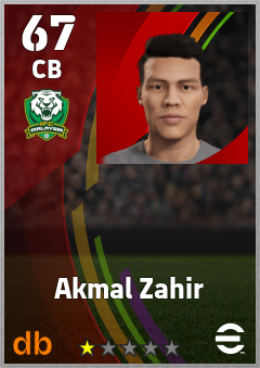Akmal Zahir — CB, OVR 67, MAX 67