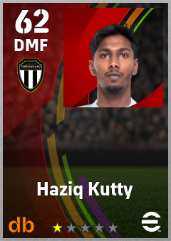Haziq Kutty — DMF, OVR 62, MAX 62