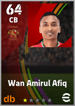 Wan Amirul Afiq — CB, OVR 64, MAX 64