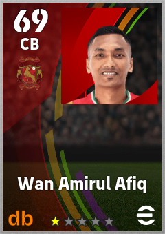 Wan Amirul Afiq — CB, OVR 69, MAX 69