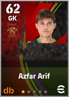 Azfar Arif — GK, OVR 62, MAX 62