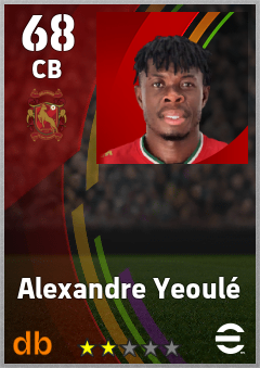Alexandre Yeoulé — CB, OVR 68, MAX 68