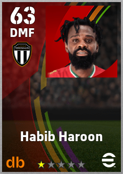 Habib Haroon — DMF, OVR 63, MAX 63