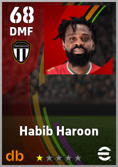 Habib Haroon — DMF, OVR 68, MAX 68