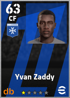 Yvan Zaddy — CF, OVR 63, MAX 63