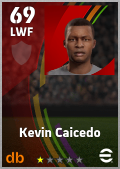 Kevin Caicedo — LWF, OVR 69, MAX 69