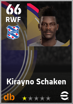 Kirayno Schaken — RWF, OVR 66, MAX 66