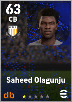 Saheed Olagunju — CB, OVR 63, MAX 63