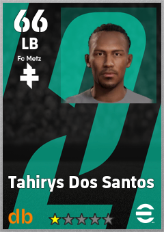 Tahirys Dos Santos — LB, OVR 66, MAX 66