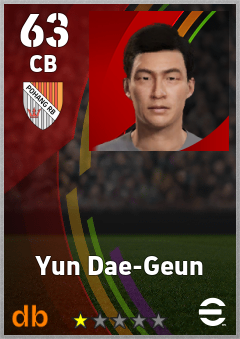Yun Dae-Geun — CB, OVR 63, MAX 63