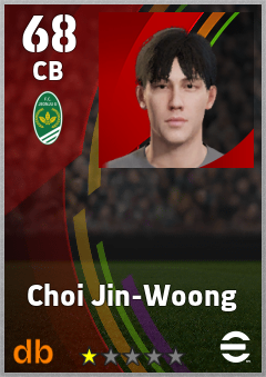 Choi Jin-Woong — CB, OVR 68, MAX 68