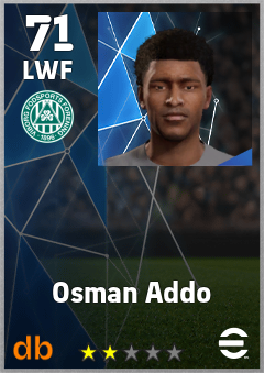 Osman Addo — LWF, OVR 71, MAX 71