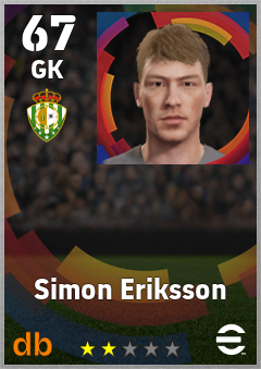 Simon Eriksson — GK, OVR 67, MAX 67