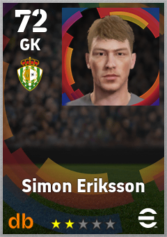 Simon Eriksson — GK, OVR 72, MAX 72