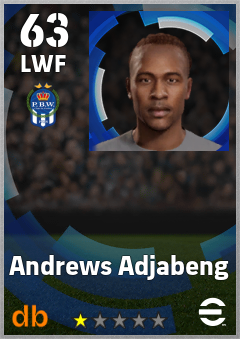 Andrews Adjabeng — LWF, OVR 63, MAX 63