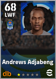 Andrews Adjabeng — LWF, OVR 68, MAX 68