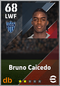 Bruno Caicedo — LWF, OVR 68, MAX 68