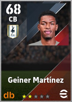 Geiner Martínez — CB, OVR 68, MAX 68