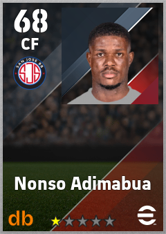Nonso Adimabua — CF, OVR 68, MAX 68