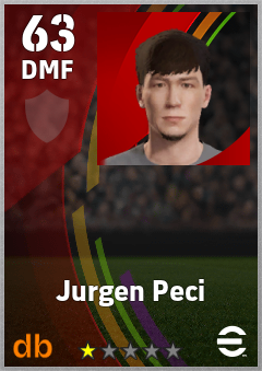 Jurgen Peci — DMF, OVR 63, MAX 63
