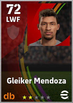 Gleiker Mendoza — LWF, OVR 72, MAX 72