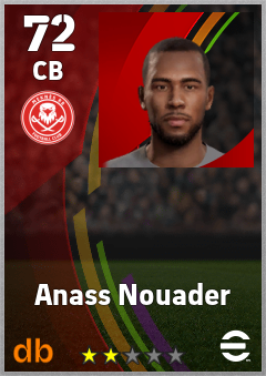 Anass Nouader — CB, OVR 72, MAX 72