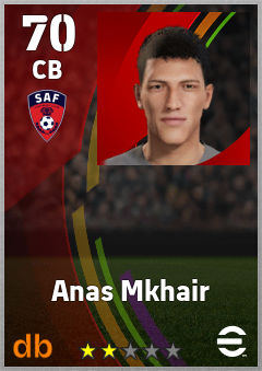 Anas Mkhair — CB, OVR 70, MAX 70