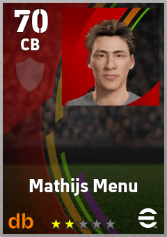 Mathijs Menu — CB, OVR 70, MAX 70