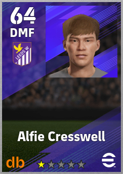 Alfie Cresswell — DMF, OVR 64, MAX 64