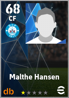 Malthe Hansen — CF, OVR 68, MAX 68