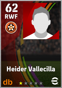 Heider Vallecilla — RWF, OVR 62, MAX 62
