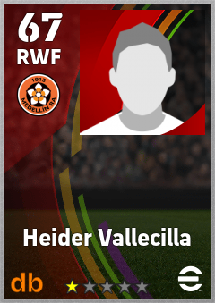 Heider Vallecilla — RWF, OVR 67, MAX 67