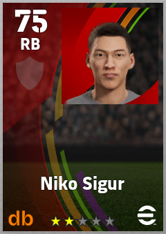 Niko Sigur — RB, OVR 75, MAX 75