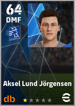 Aksel Lund Jörgensen — DMF, OVR 64, MAX 64