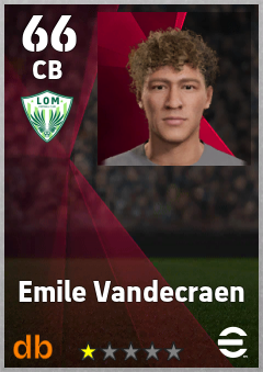 Emile Vandecraen — CB, OVR 66, MAX 66