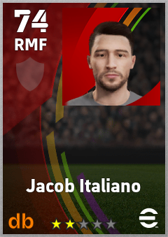 Jacob Italiano — RMF, OVR 74, MAX 74