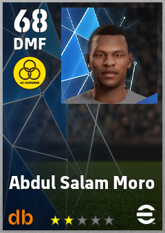 Abdul Salam Moro — DMF, OVR 68, MAX 68