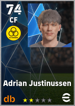 Adrian Justinussen — CF, OVR 74, MAX 74