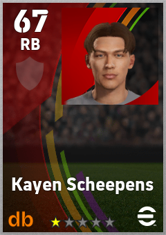 Kayen Scheepens — RB, OVR 67, MAX 67