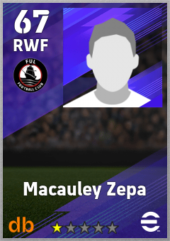Macauley Zepa — RWF, OVR 67, MAX 67
